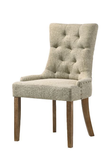 Yotam - Side Chair (Set of 2) - Beige Fabric & Salvaged Oak Finish - Urban Living Furniture (Los Angeles, CA)