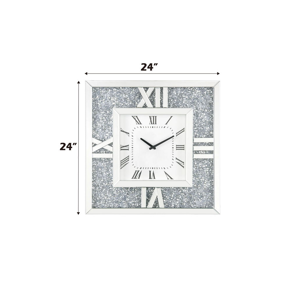 Noralie - 24" Wall Clock - Mirrored & Faux Diamonds - Urban Living Furniture (Los Angeles, CA)