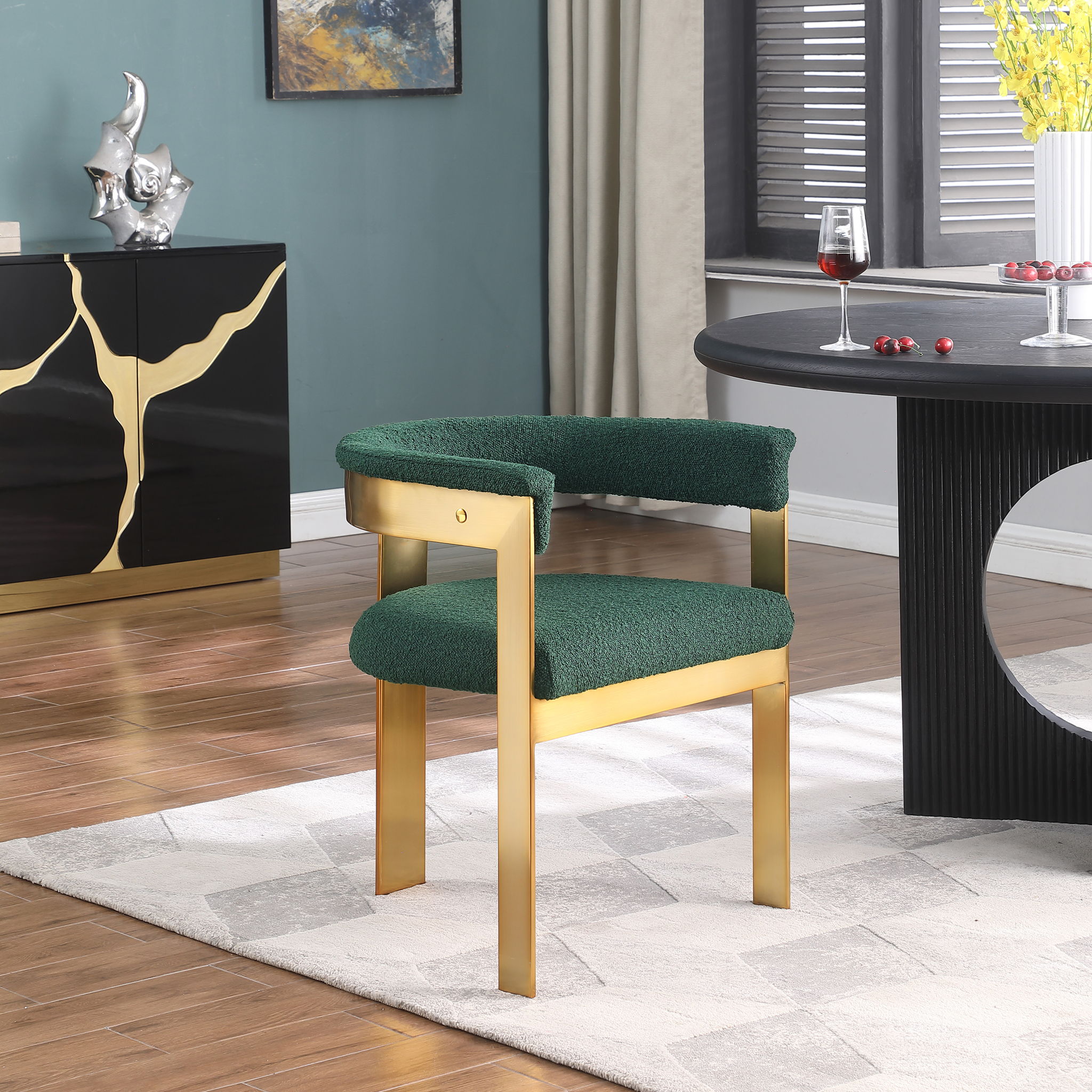 Romeo - Boucle Dining Chair With Gold Base (Set of 2) - Urban Living Furniture (Los Angeles, CA)