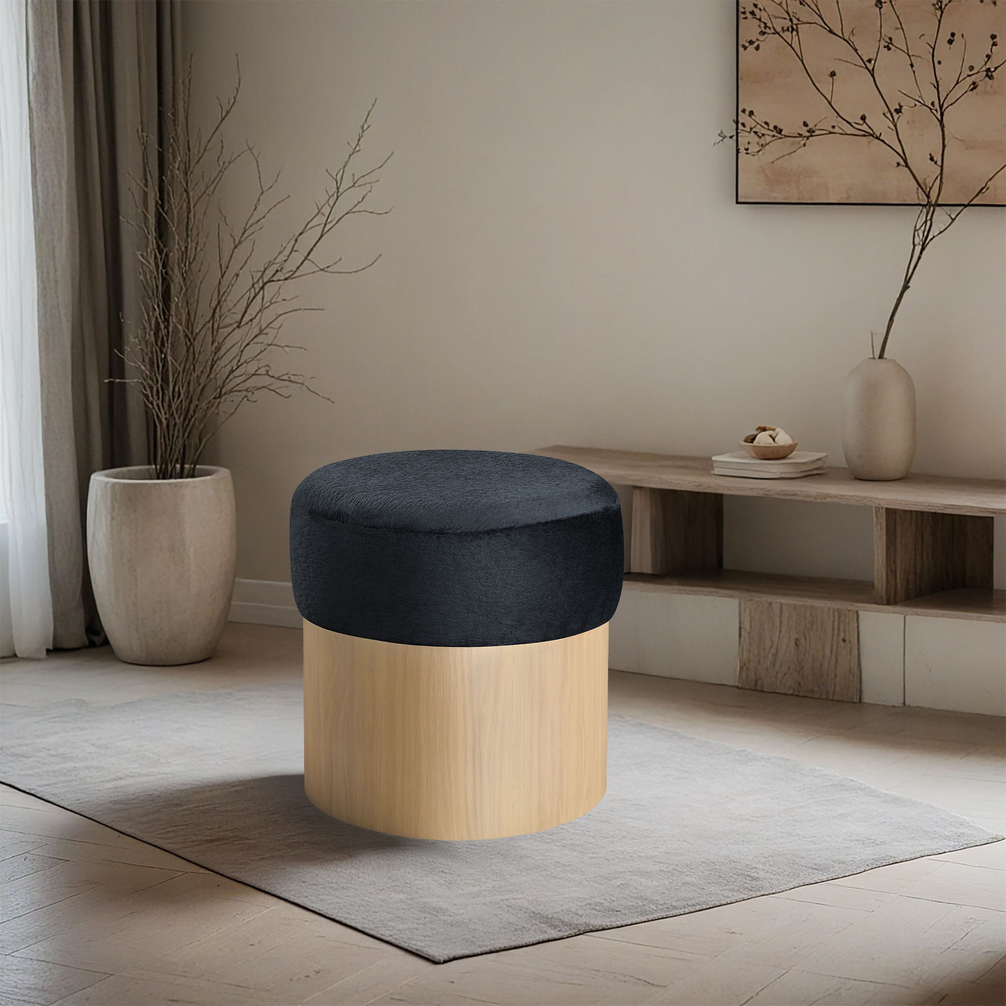 Nimes - Ottoman / Stool With Natural Base - Urban Living Furniture (Los Angeles, CA)