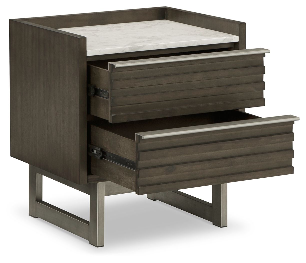 Arkenton - Grayish Brown / White - Two Drawer Night Stand - Urban Living Furniture (Los Angeles, CA)