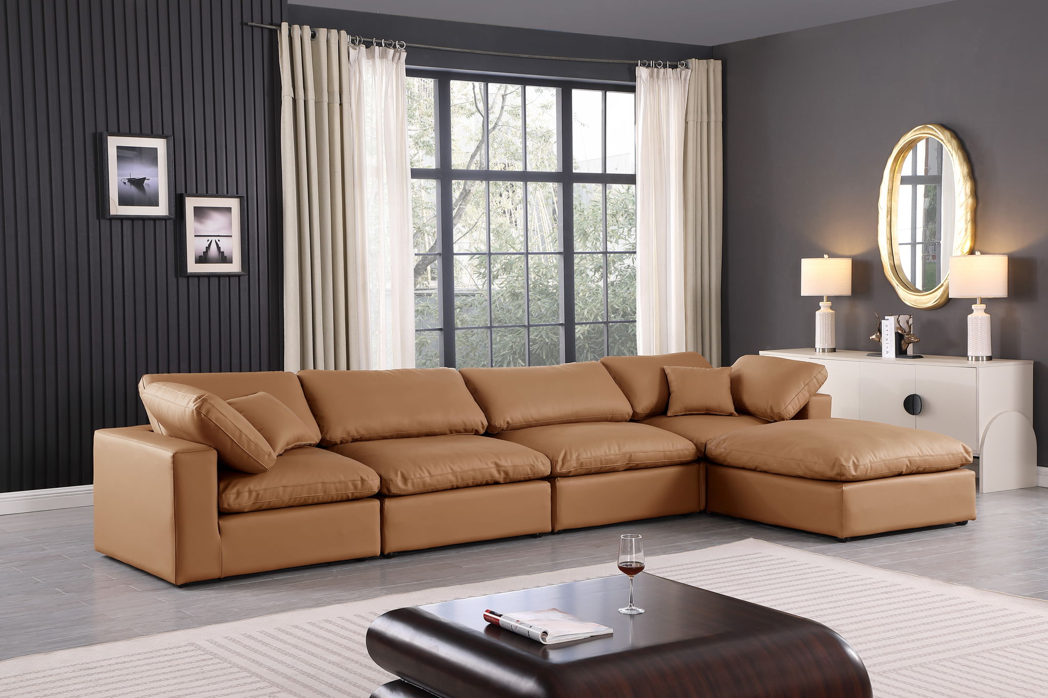 Comfy - 5 Piece Faux Leather Modular Sectional With Chaise - Urban Living Furniture (Los Angeles, CA)
