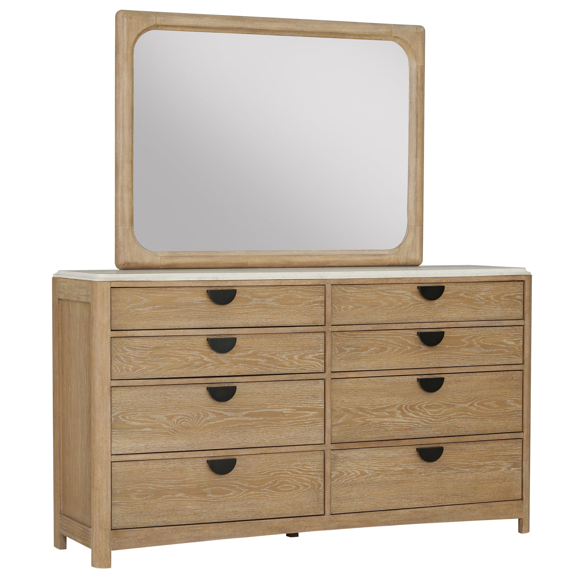 Escape - Bedroom 8 Drawer Dresser And Mirror - Glazed Natural Oak - Urban Living Furniture (Los Angeles, CA)