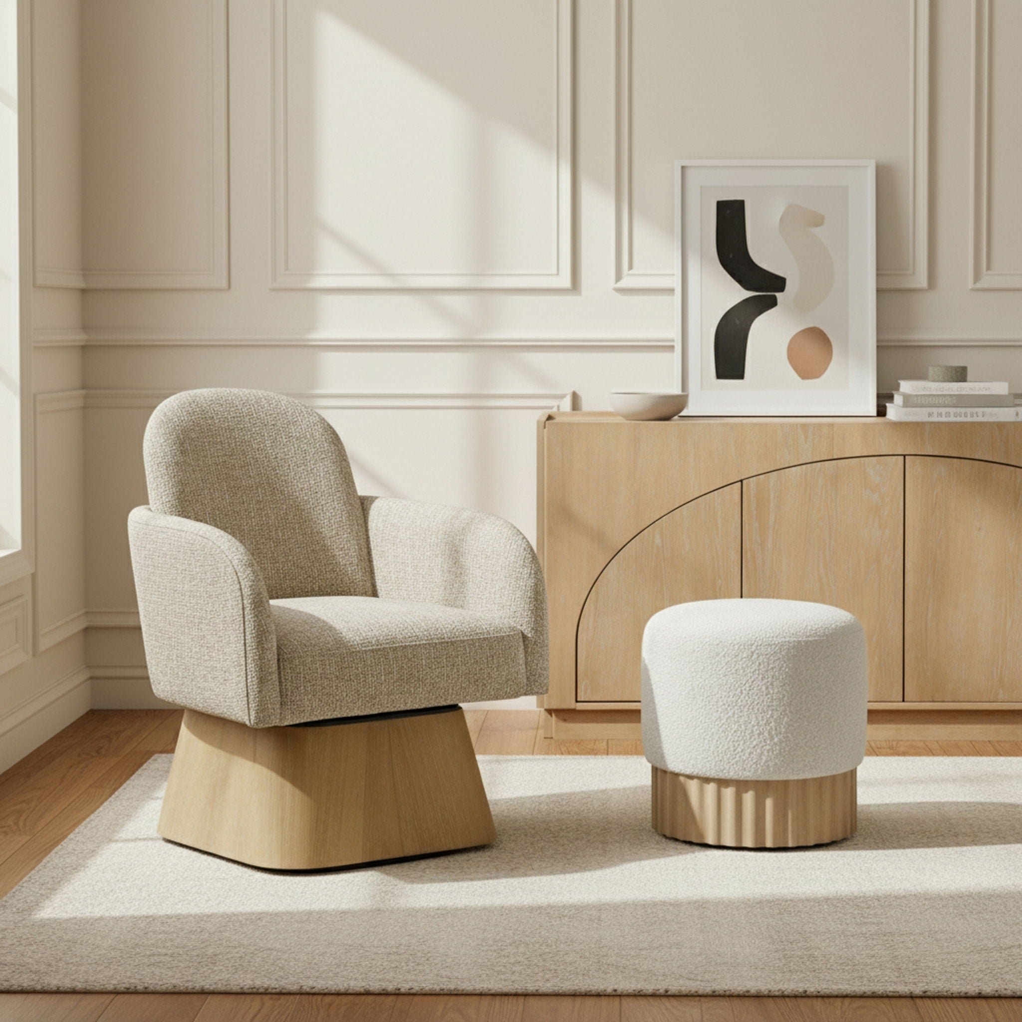 Marlowe - Linen Textured Fabric Upholstered Swivel Accent Chair - Stained Natural - Urban Living Furniture (Los Angeles, CA)