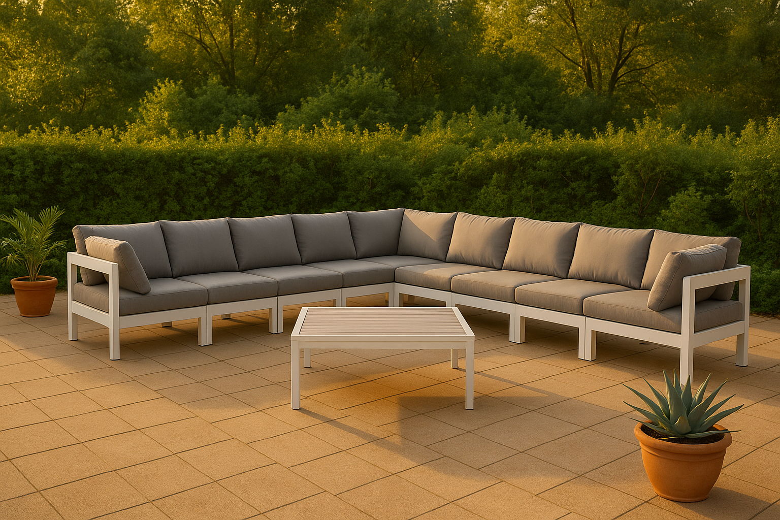 Nizuc - Outdoor Patio 9 Piece Modular Sectional With White Frame - Urban Living Furniture (Los Angeles, CA)