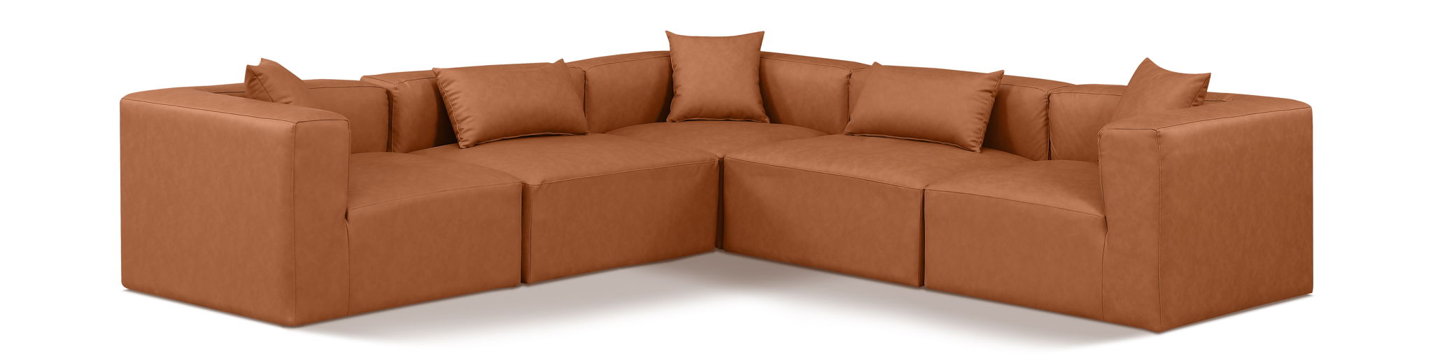 Cube - 5 Piece Modular Corner Sectional - Cognac - Urban Living Furniture (Los Angeles, CA)
