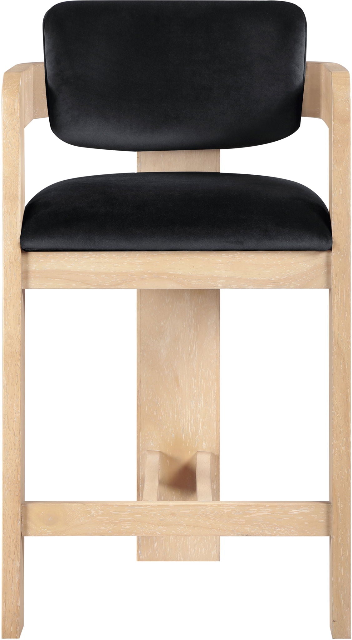Sacha - Velvet Stool With Natural Base - Urban Living Furniture (Los Angeles, CA)