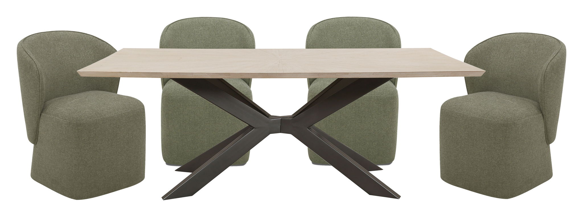 Crossings - Rectangular Dining Table With 4 Upholstered Chairs - Natural & Green - Urban Living Furniture (Los Angeles, CA)