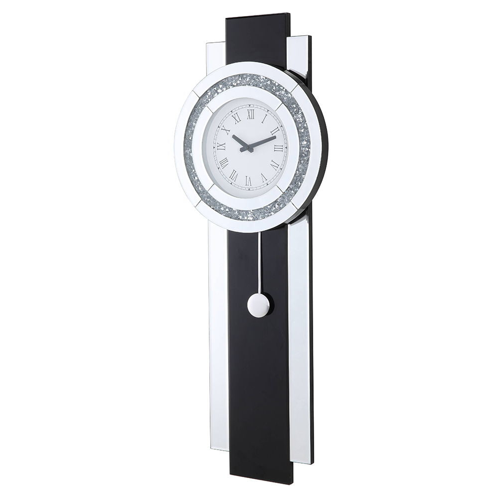 Noralie - Wall Clock - Black, Mirrored & Faux Diamonds - Urban Living Furniture (Los Angeles, CA)