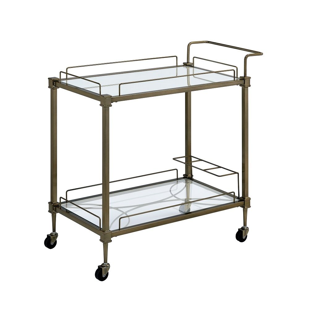Aditya - Serving Cart - Mirrored & Antique Brass - Urban Living Furniture (Los Angeles, CA)
