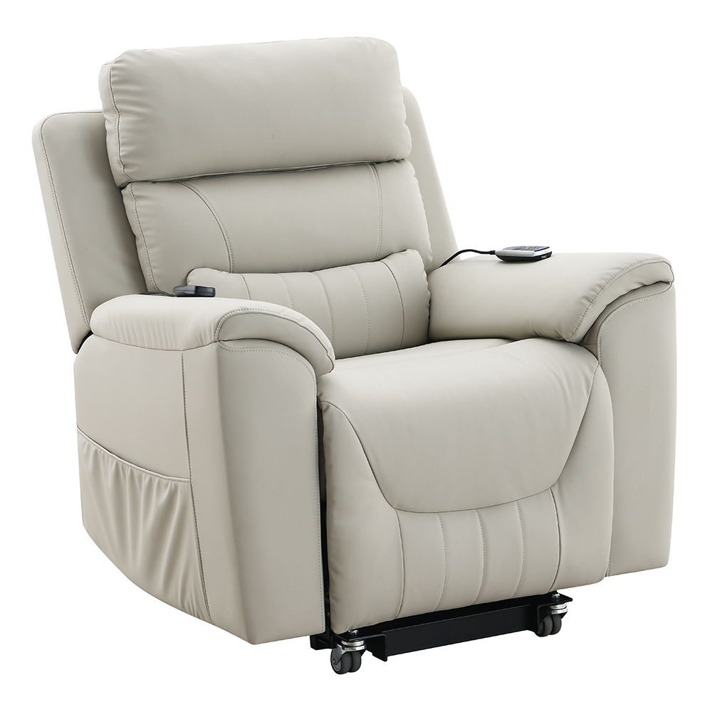 Marsha - Power Recliner With Lift & Massage - Light Gray Silicone Synthetic Leather - Urban Living Furniture (Los Angeles, CA)