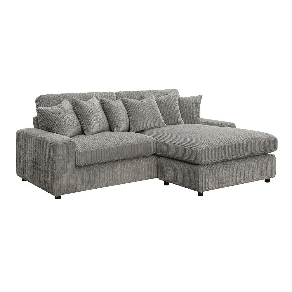Tavia - Reversible Sectional Sofa With 6 Pillows - Gray Corduroy - Urban Living Furniture (Los Angeles, CA)