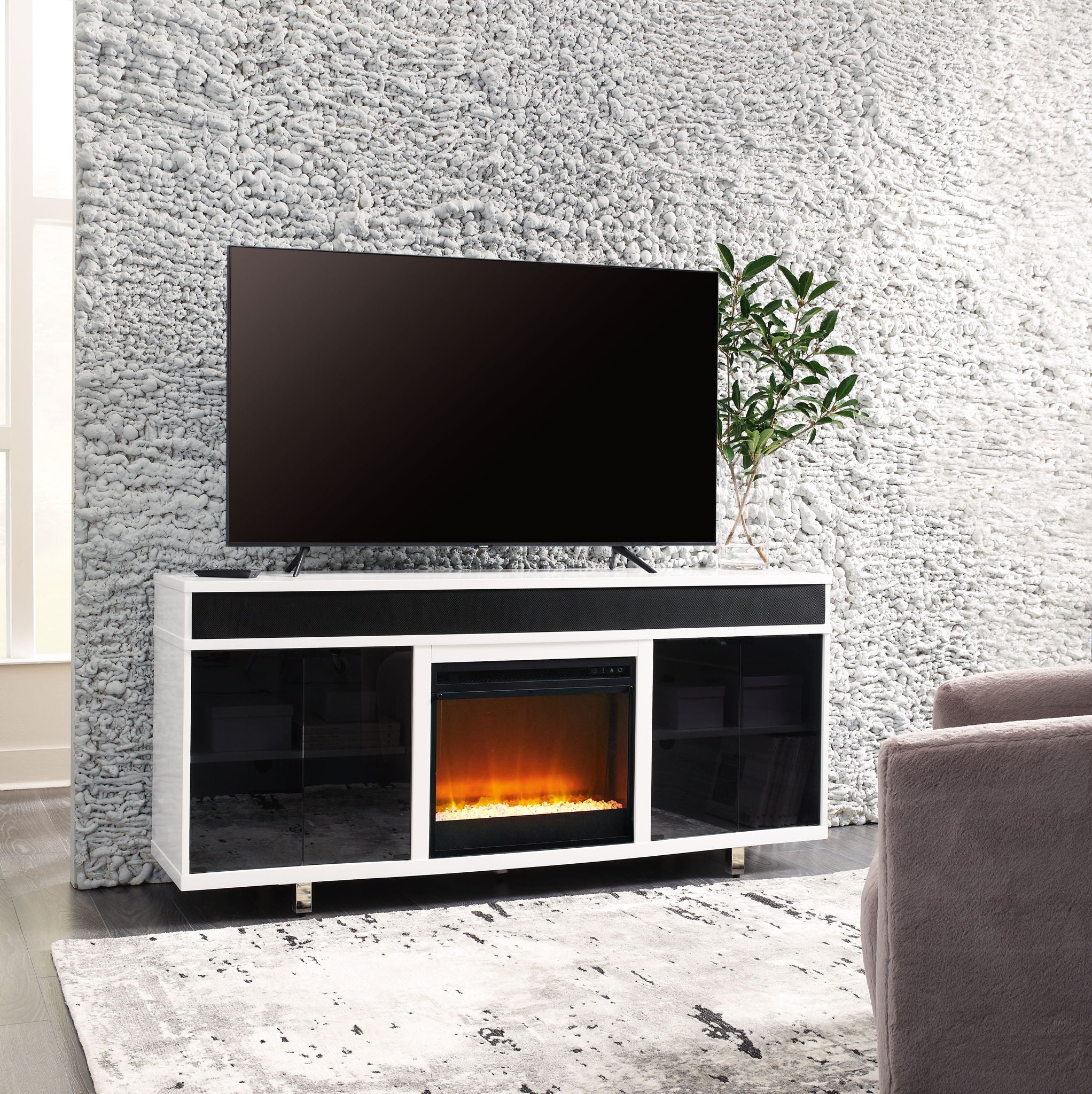 Gardoni - White / Black - 72" TV Stand With Electric Fireplace - Urban Living Furniture (Los Angeles, CA)
