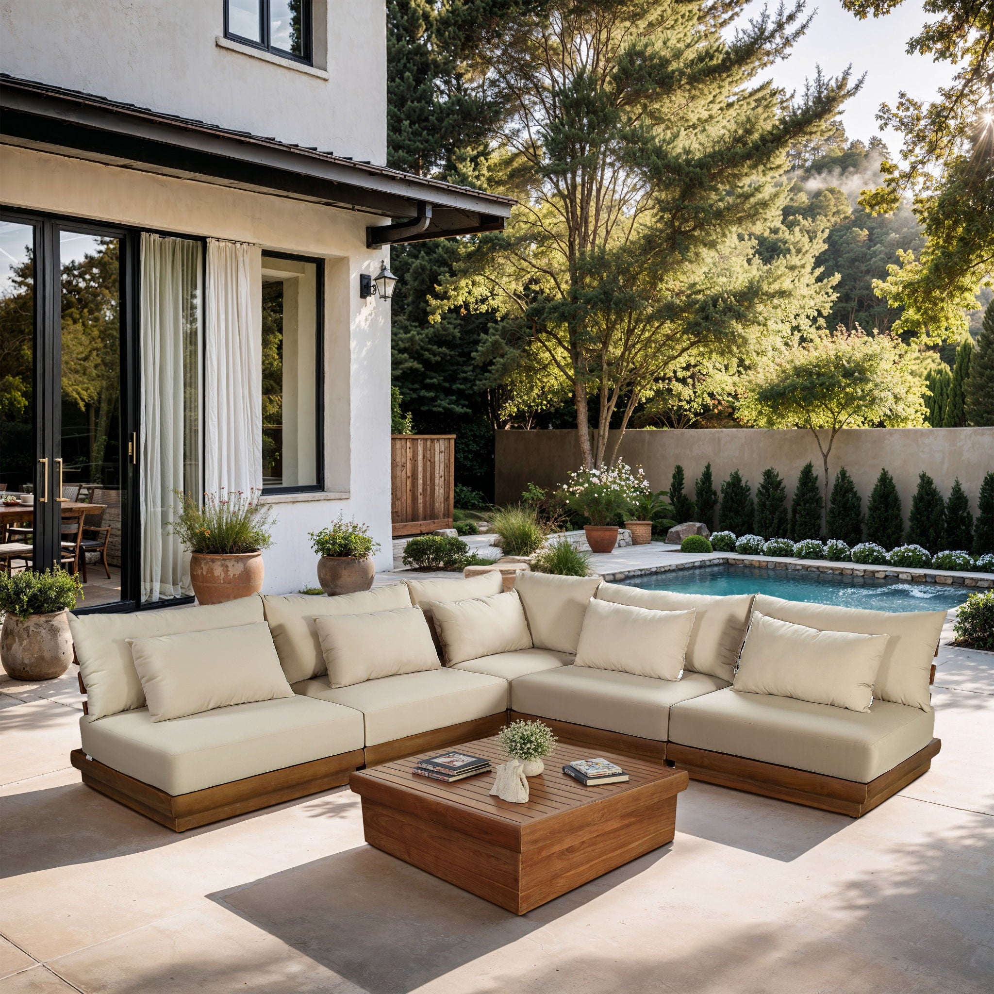 Mirella - 5 Piece Water Resistant Fabric Upholstered Outdoor Patio Modular Sectional - Urban Living Furniture (Los Angeles, CA)