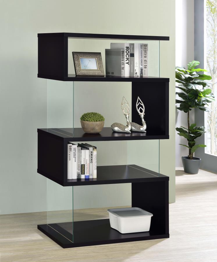 Emelle - 4-Shelf Glass Panel Bookshelf - Urban Living Furniture (Los Angeles, CA)