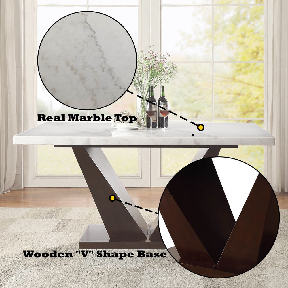 Forbes - Dining Table With Marble Top - White Marble Top & Walnut - Urban Living Furniture (Los Angeles, CA)