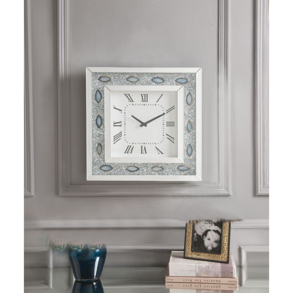 Sonia - Wall Clock - Mirrored & Faux Agate - Urban Living Furniture (Los Angeles, CA)