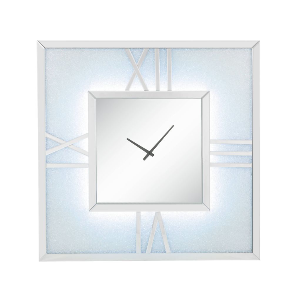 Noralie - Wall Clock With LED - Mirrored & Faux Diamonds - Urban Living Furniture (Los Angeles, CA)