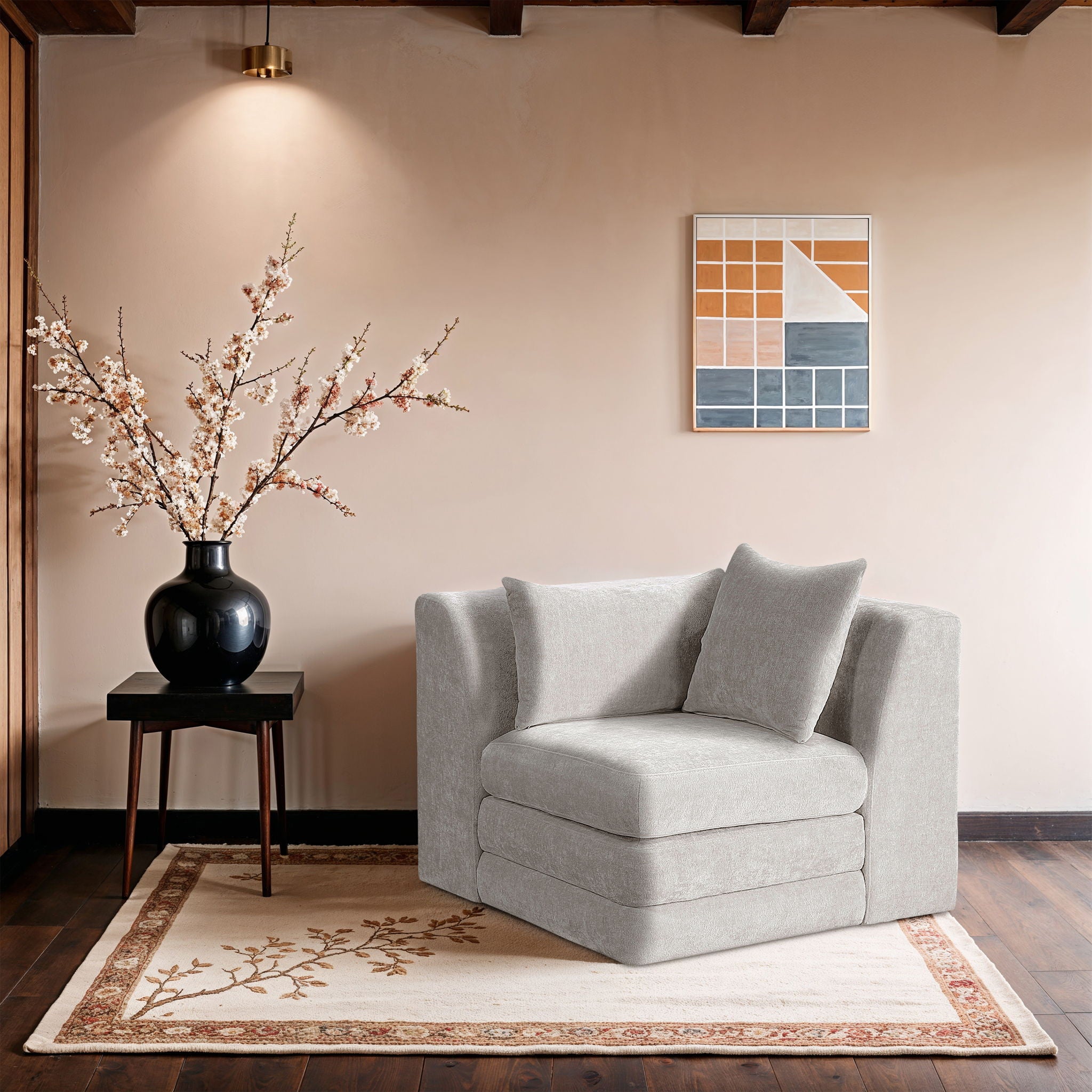 Stellar - Chenille Fabric Upholstered Modular Corner Chair - Urban Living Furniture (Los Angeles, CA)