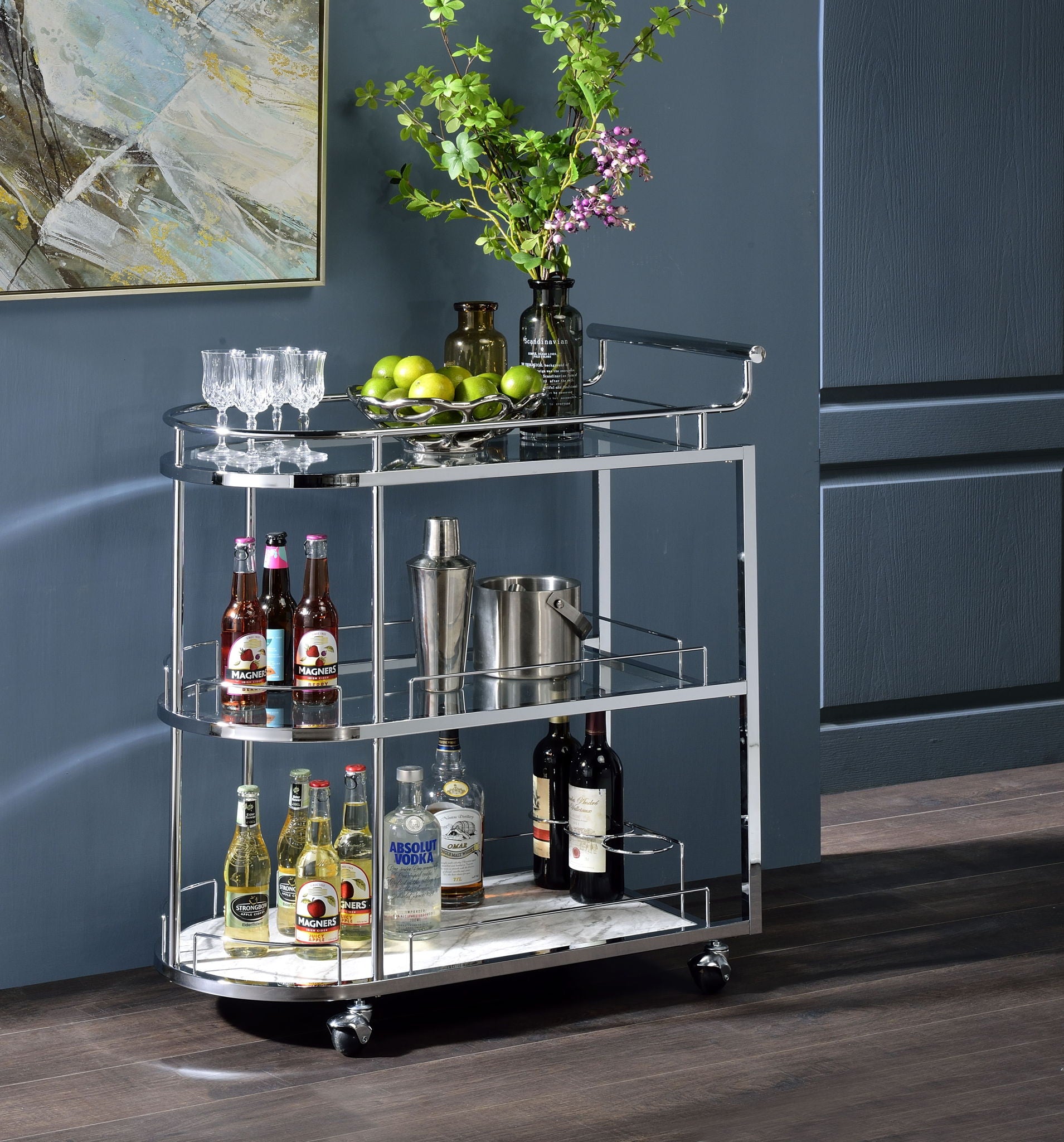 Inyo - Serving Cart - Clear Glass & Chrome - Urban Living Furniture (Los Angeles, CA)