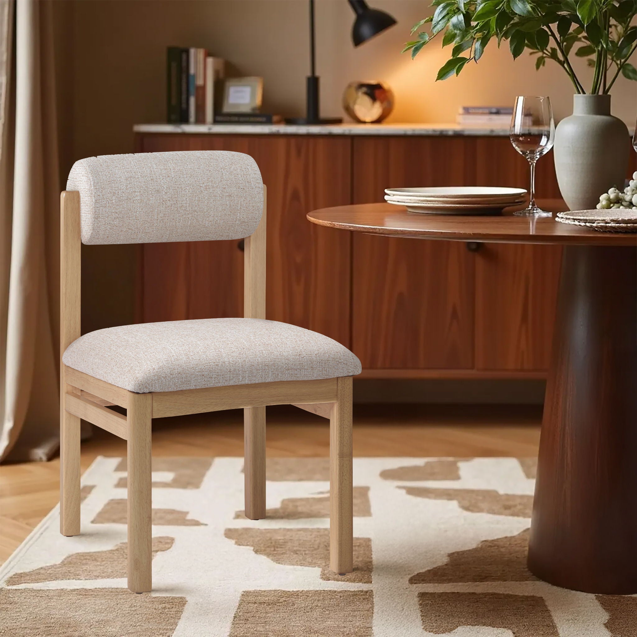 Roundhill - Fabric Dining Chair (Set of 2) - Natural Frame - Urban Living Furniture (Los Angeles, CA)