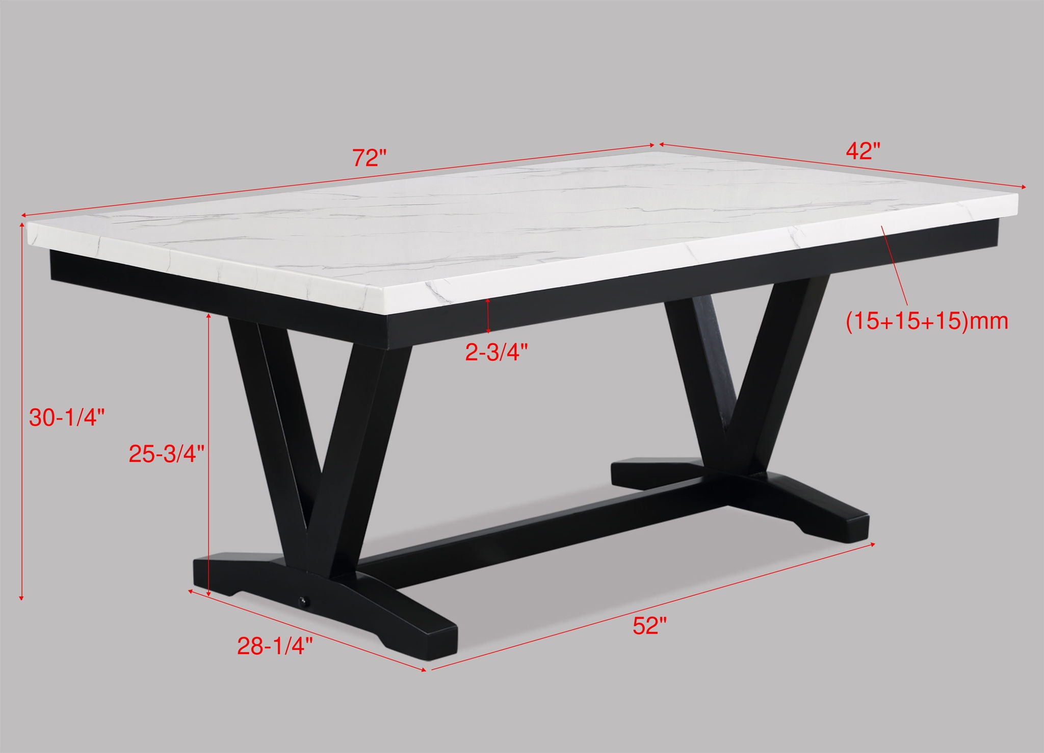 Tanner - Dining Table, Faux Carrara Marble - White / Black - Urban Living Furniture (Los Angeles, CA)