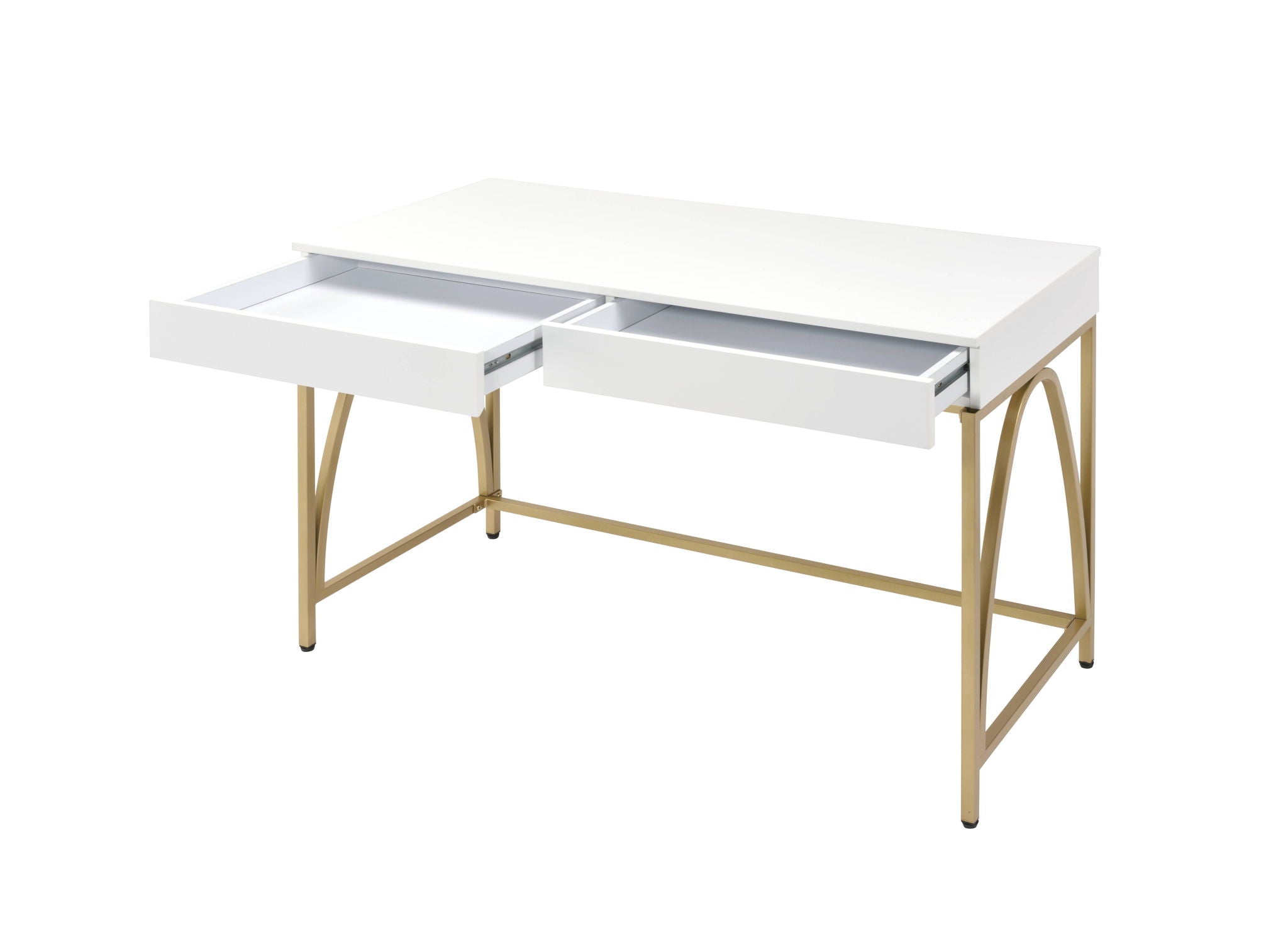 Lightmane - Vanity Desk (Same 92660) - White High Gloss & Gold - Urban Living Furniture (Los Angeles, CA)