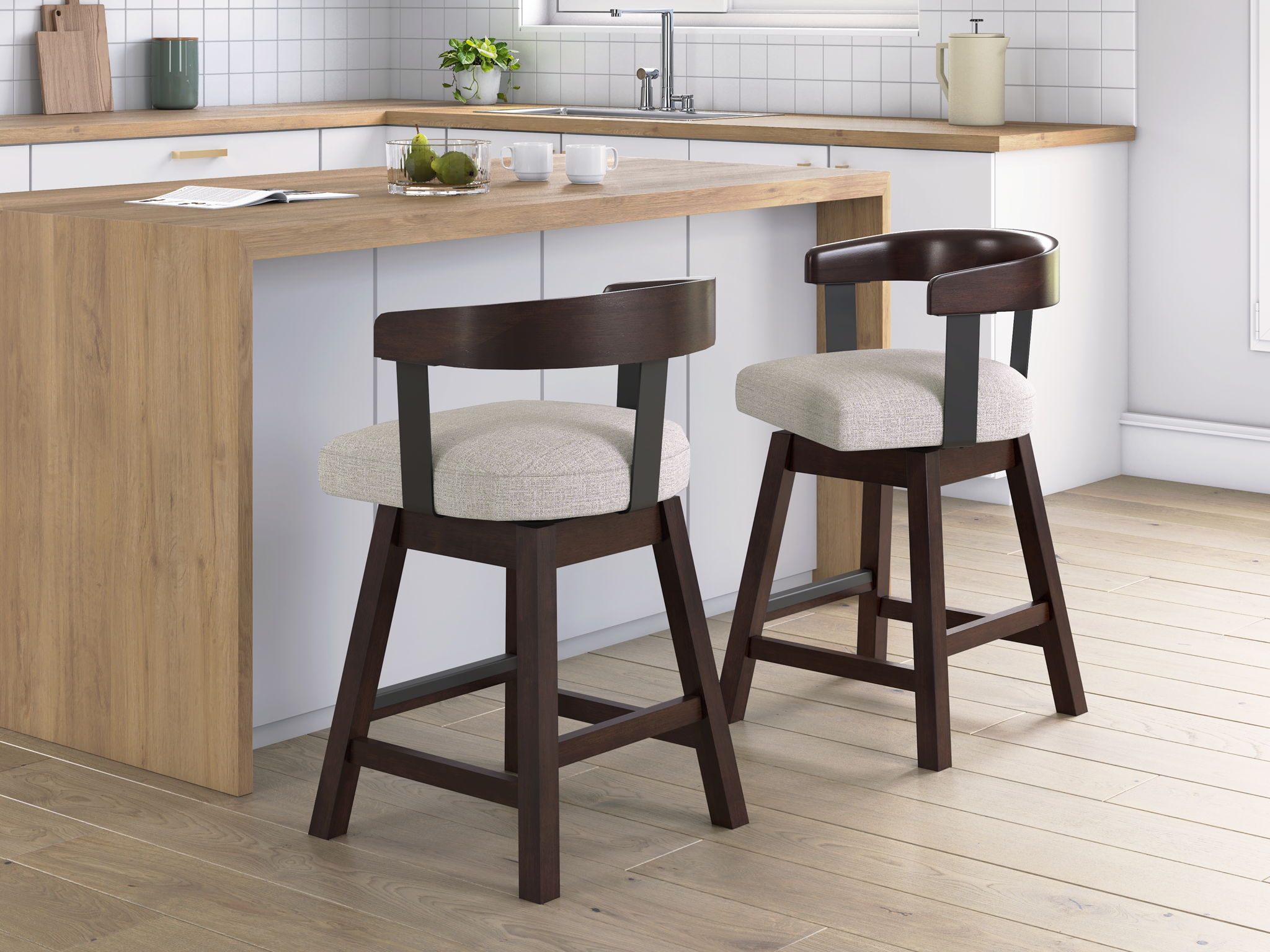 Haddigan - Upholstered Swivel Barstool (Set of 2) - Dark Brown - Urban Living Furniture (Los Angeles, CA)