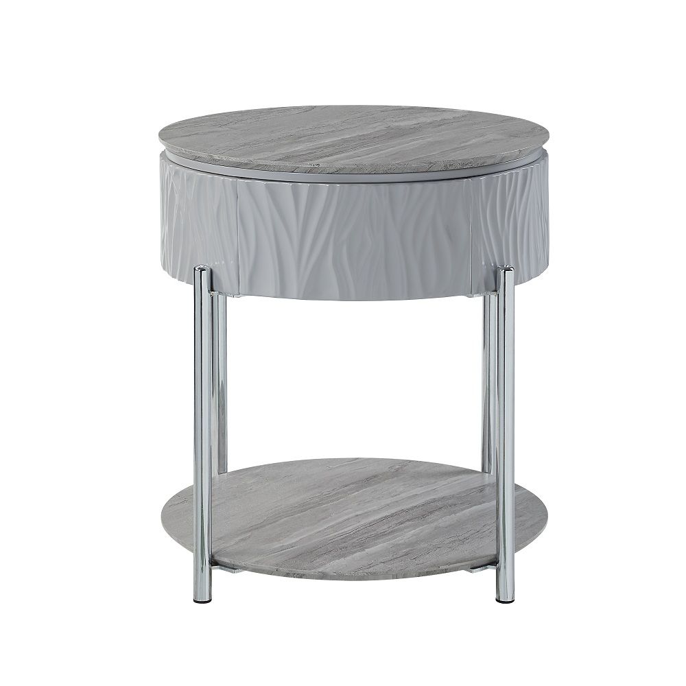 Yukino - End Table - Gray High & Chrome - Urban Living Furniture (Los Angeles, CA)