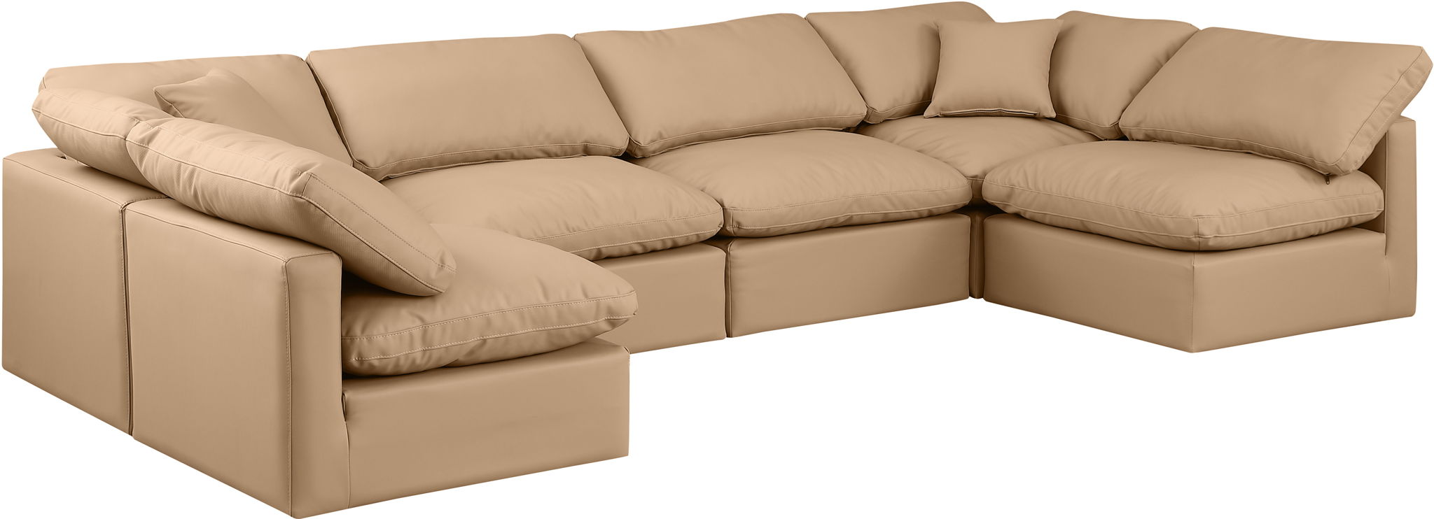 Indulge - Faux Leather 6 Piece Modular U-Shaped Sectional - Tan - Urban Living Furniture (Los Angeles, CA)
