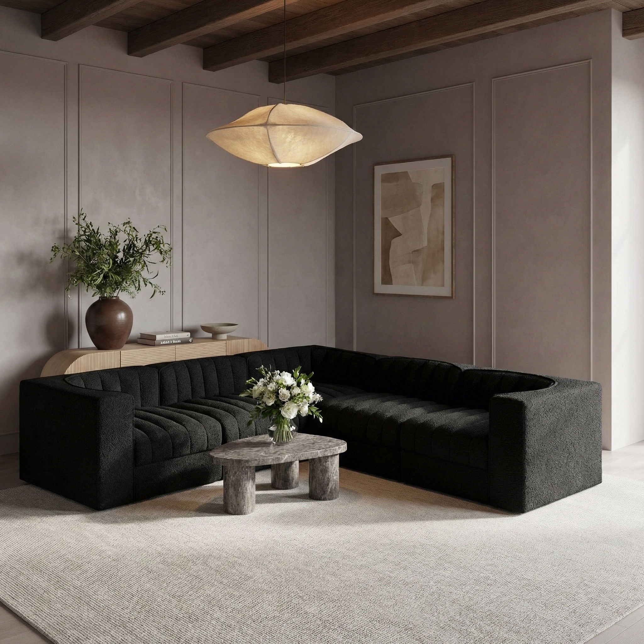 Rummi - Symmetrical Velvet Performance Fabric Upholstered 5 Piece Modular Sectional - Urban Living Furniture (Los Angeles, CA)