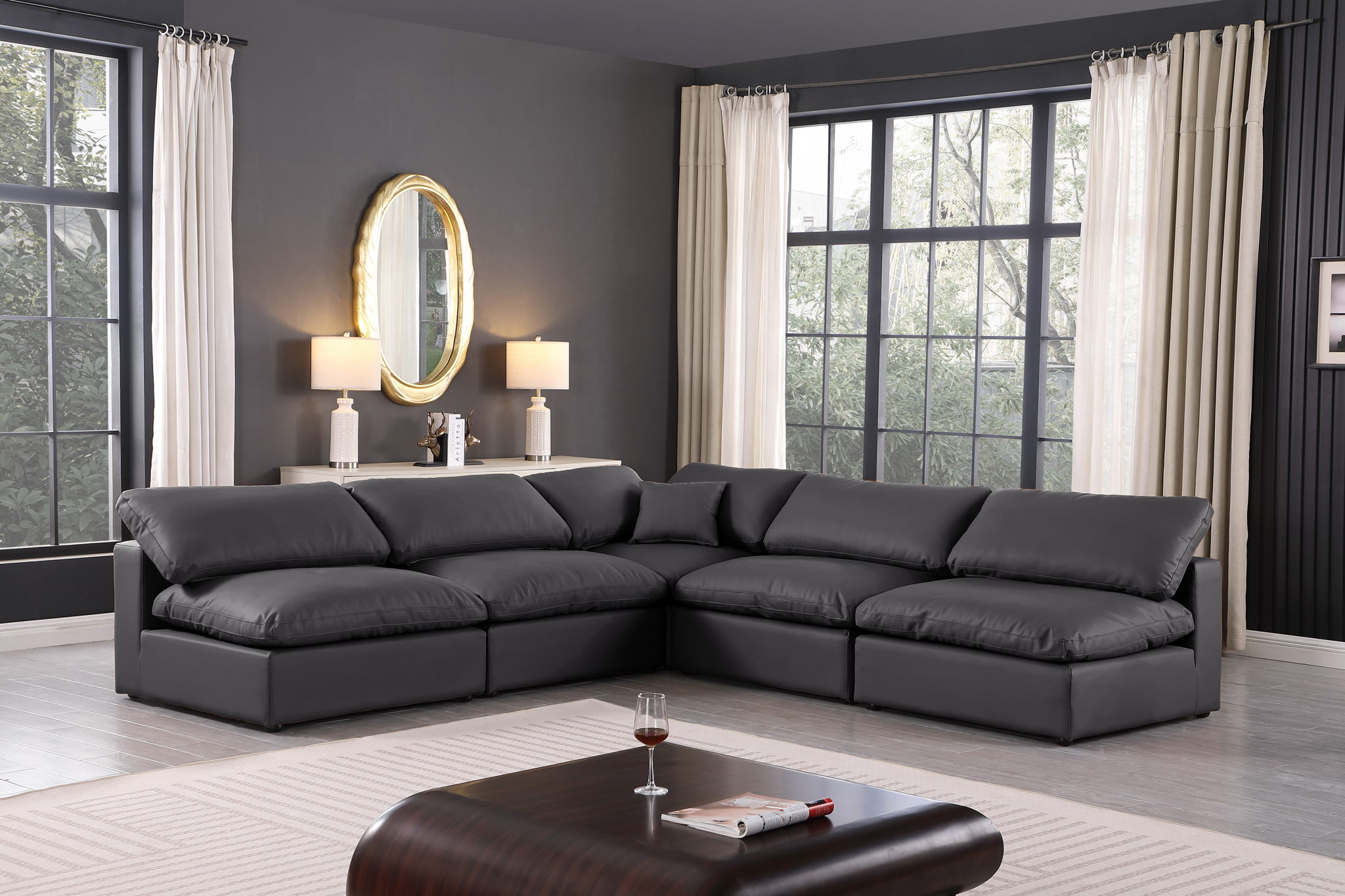 Comfy - 5 Piece Faux Leather Modular Corner Armless Sectional - Urban Living Furniture (Los Angeles, CA)