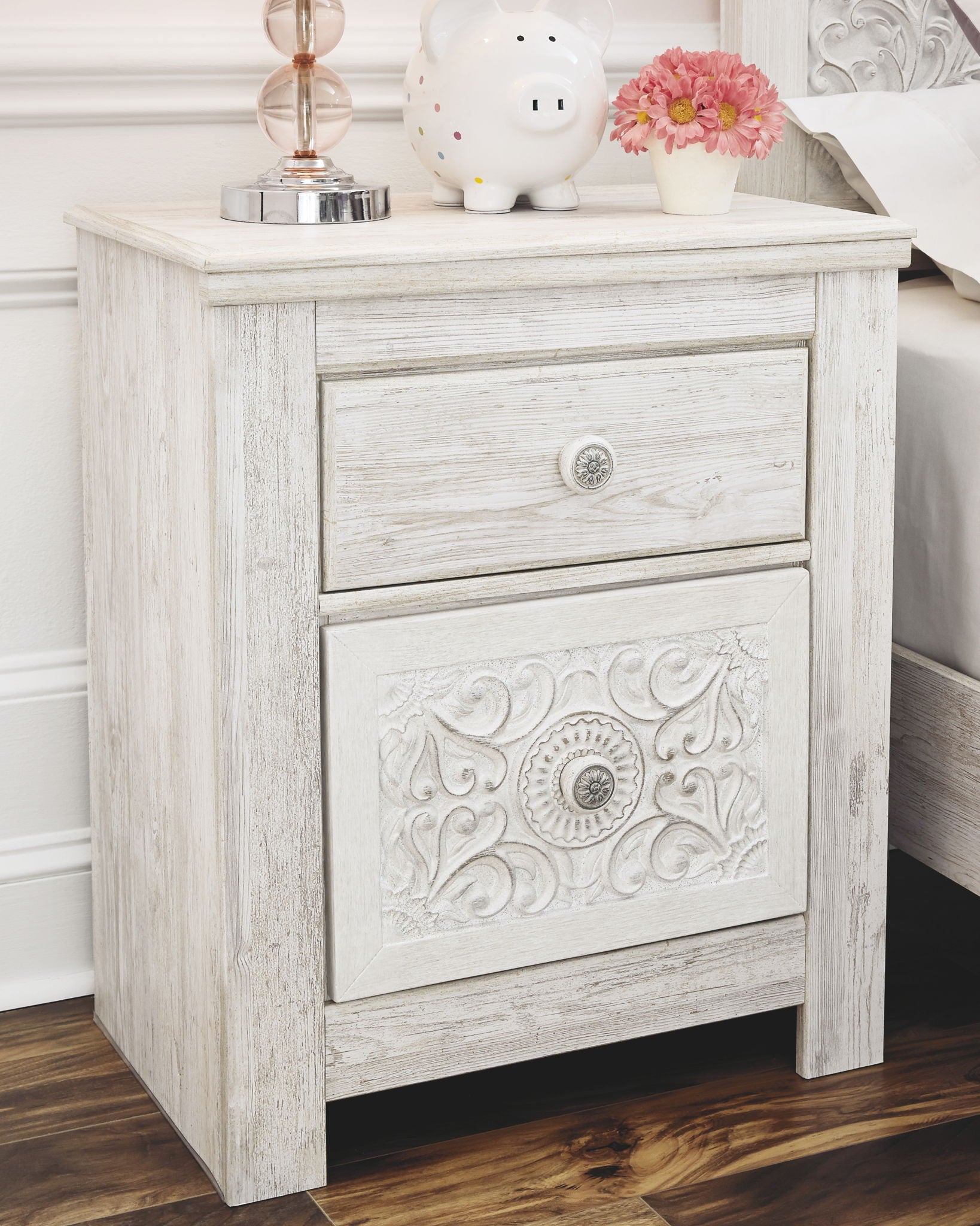 Paxberry - Whitewash - Two Drawer Night Stand - Urban Living Furniture (Los Angeles, CA)