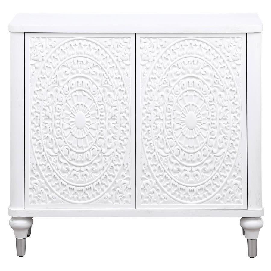 Cardella - 2 Door Mandala Accent Cabinet - Distressed White - Urban Living Furniture (Los Angeles, CA)