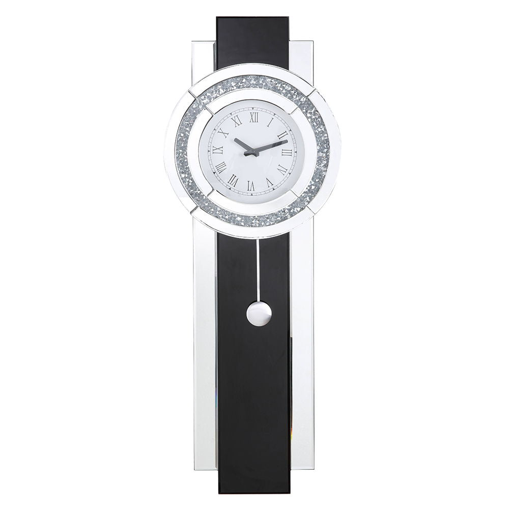 Noralie - Wall Clock - Black, Mirrored & Faux Diamonds - Urban Living Furniture (Los Angeles, CA)