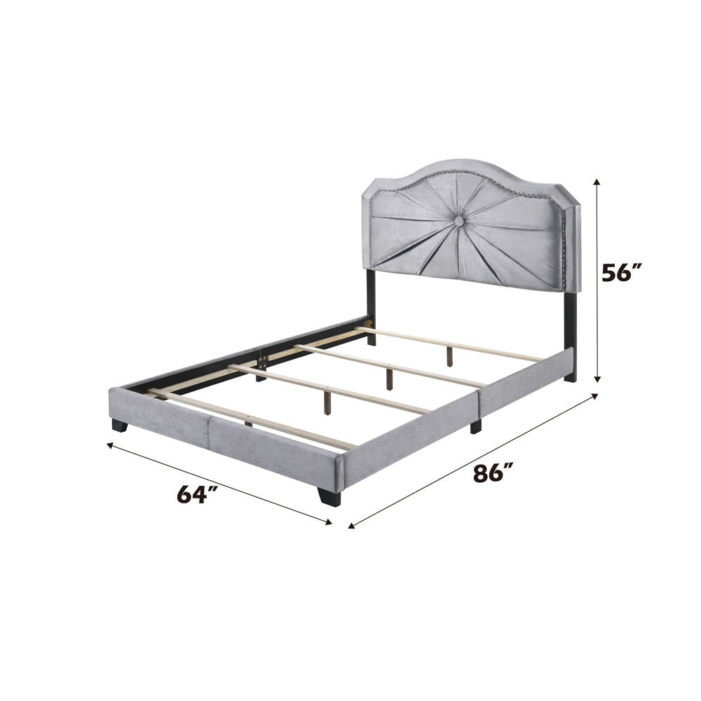 Frankie - Queen Bed - Gray Velvet - Urban Living Furniture (Los Angeles, CA)