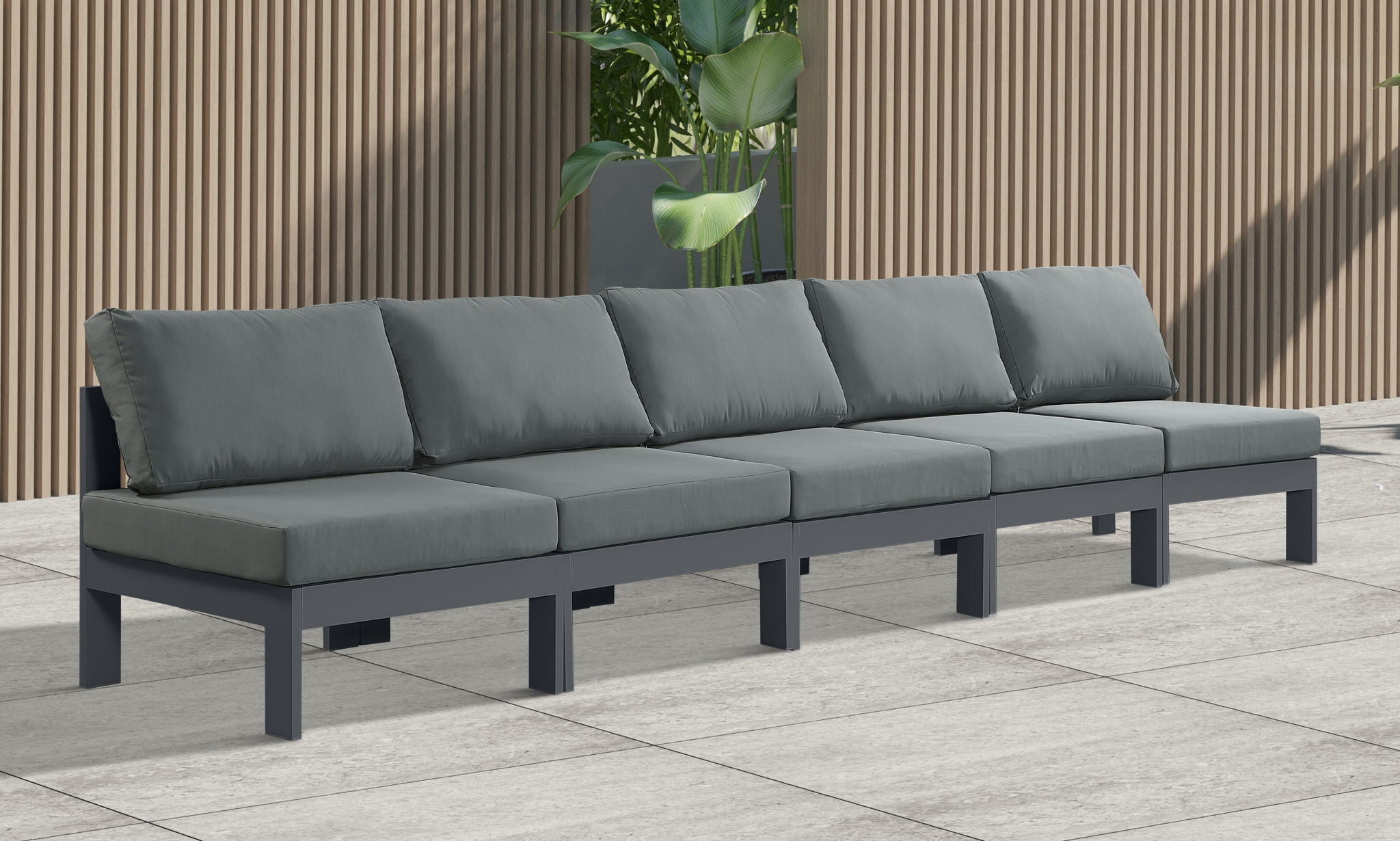 Nizuc - Outdoor Patio 5 Seat Modular Armless Sofa With Gray Frame - Urban Living Furniture (Los Angeles, CA)