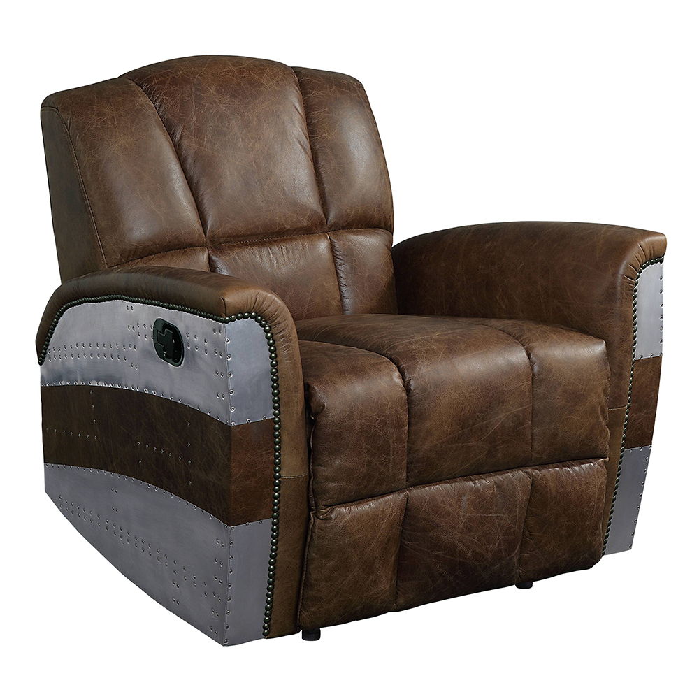 Brancaster - Power Motion Recliner - Retro Brown Top Grain Leather & Aluminum - Urban Living Furniture (Los Angeles, CA)