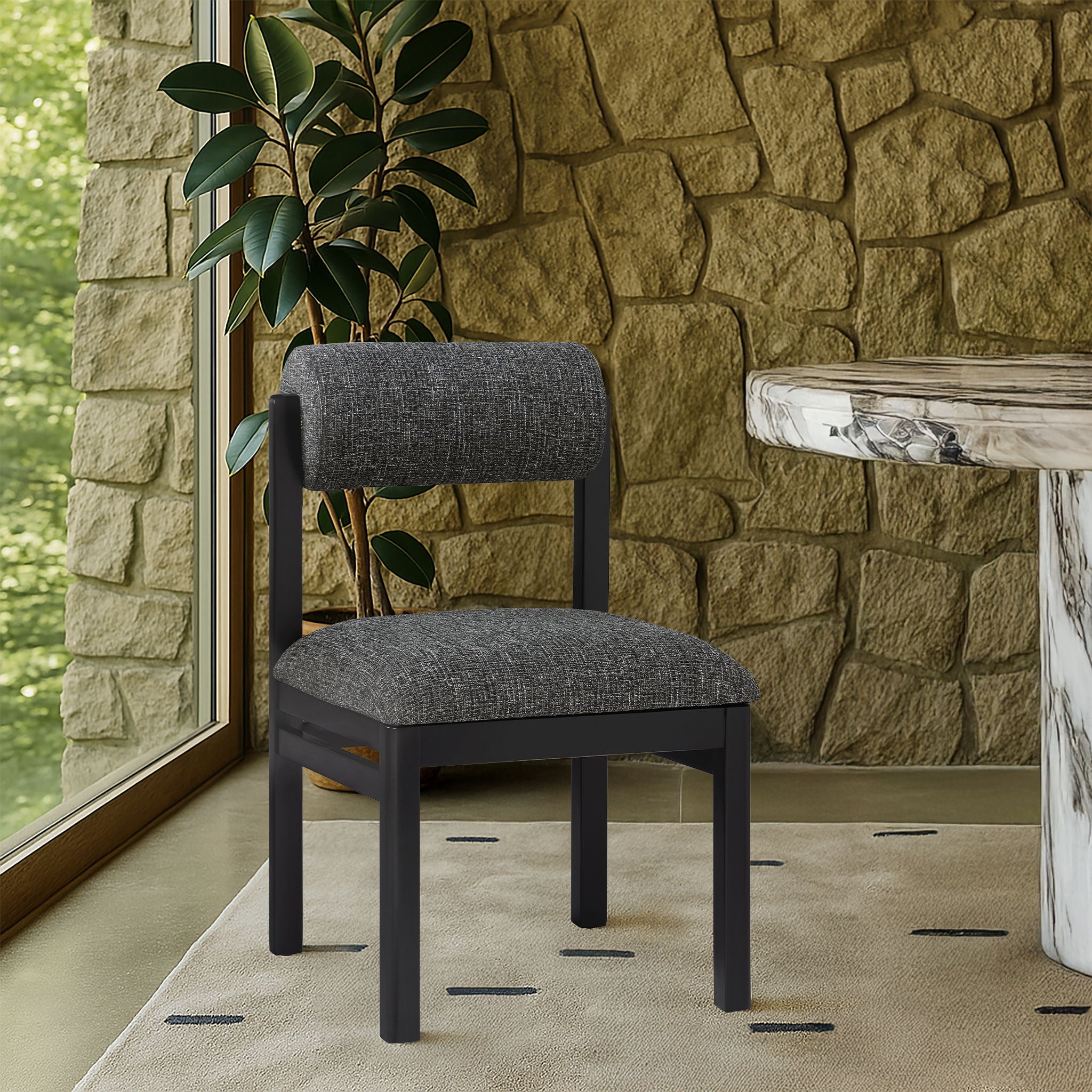 Roundhill - Fabric Dining Chair (Set of 2) - Black Frame - Urban Living Furniture (Los Angeles, CA)
