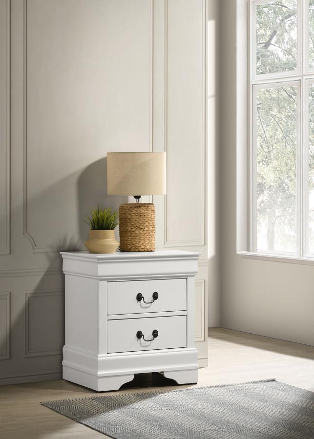 Louis Philippe - 2-Drawer Nightstand Bedside Table - White - Urban Living Furniture (Los Angeles, CA)
