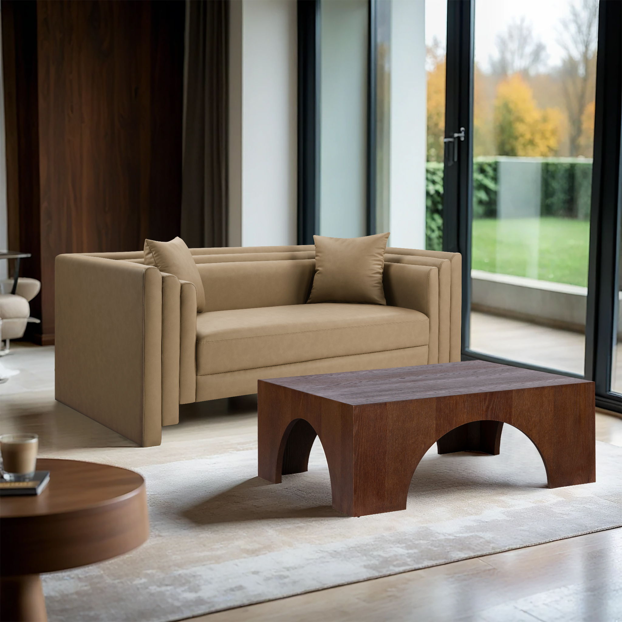 Everett - Vegan Leather 67" Upholstered Loveseat - Tan - Urban Living Furniture (Los Angeles, CA)