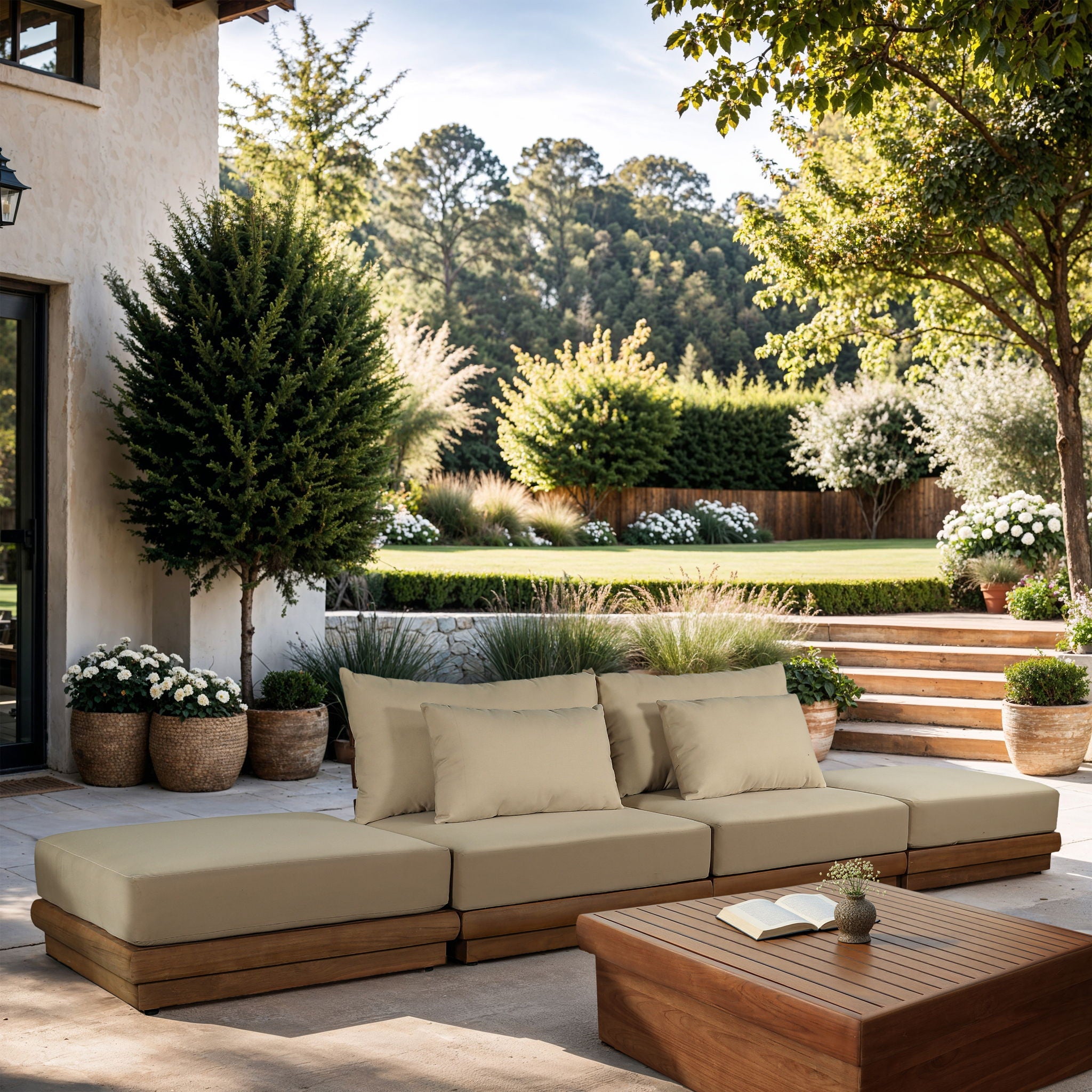 Mirella - 4 Piece Water Resistant Fabric Outdoor Patio Modular Sectional - Urban Living Furniture (Los Angeles, CA)