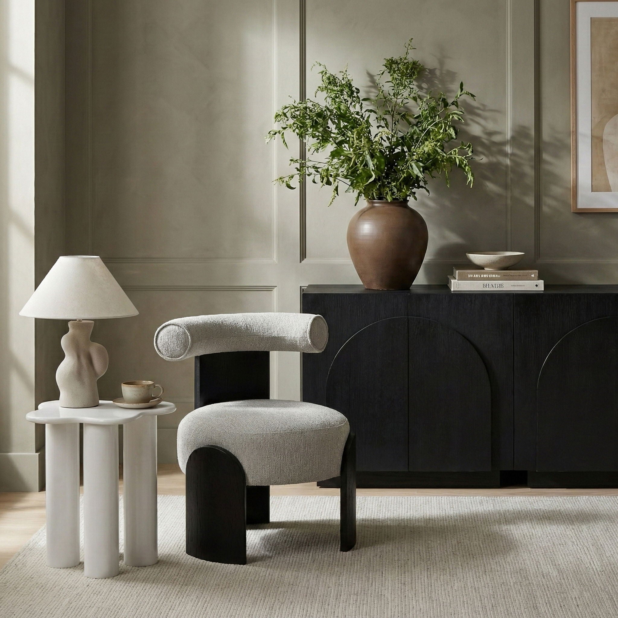Calder - Linen Textured Fabric Upholstered Accent Chair - Painted Black Base - Urban Living Furniture (Los Angeles, CA)