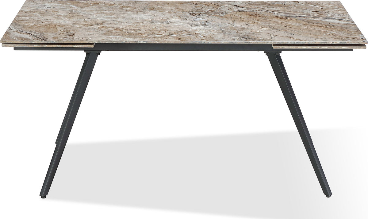 Lucia - Double Extension Stone Top Metal Leg Dining Table - Rich Brown And Black