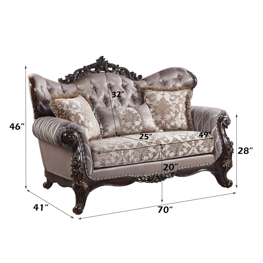 Benbek - Loveseat With 3 Pillows - Fabric & Antique Oak - Urban Living Furniture (Los Angeles, CA)