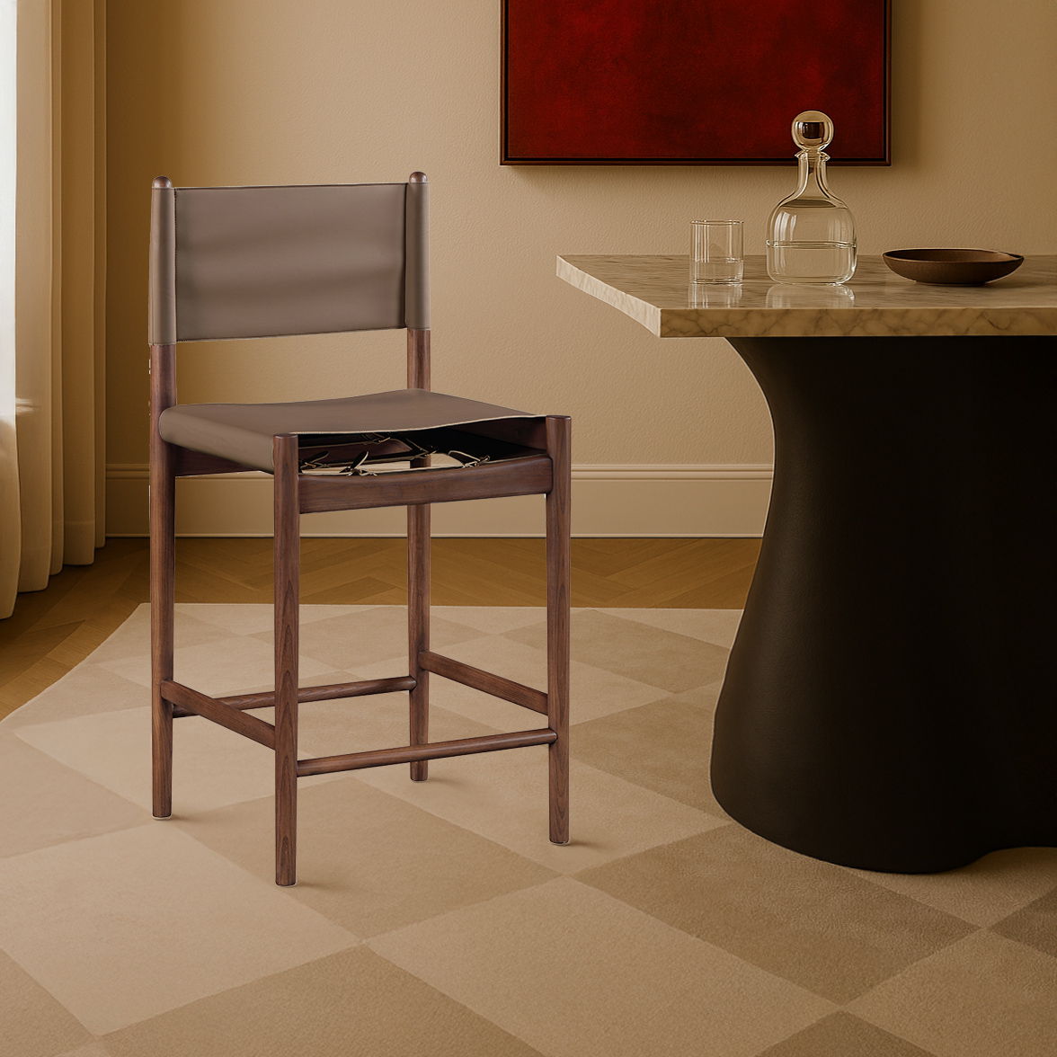 Rawlins - Counter Stool - Walnut Frame - Urban Living Furniture (Los Angeles, CA)