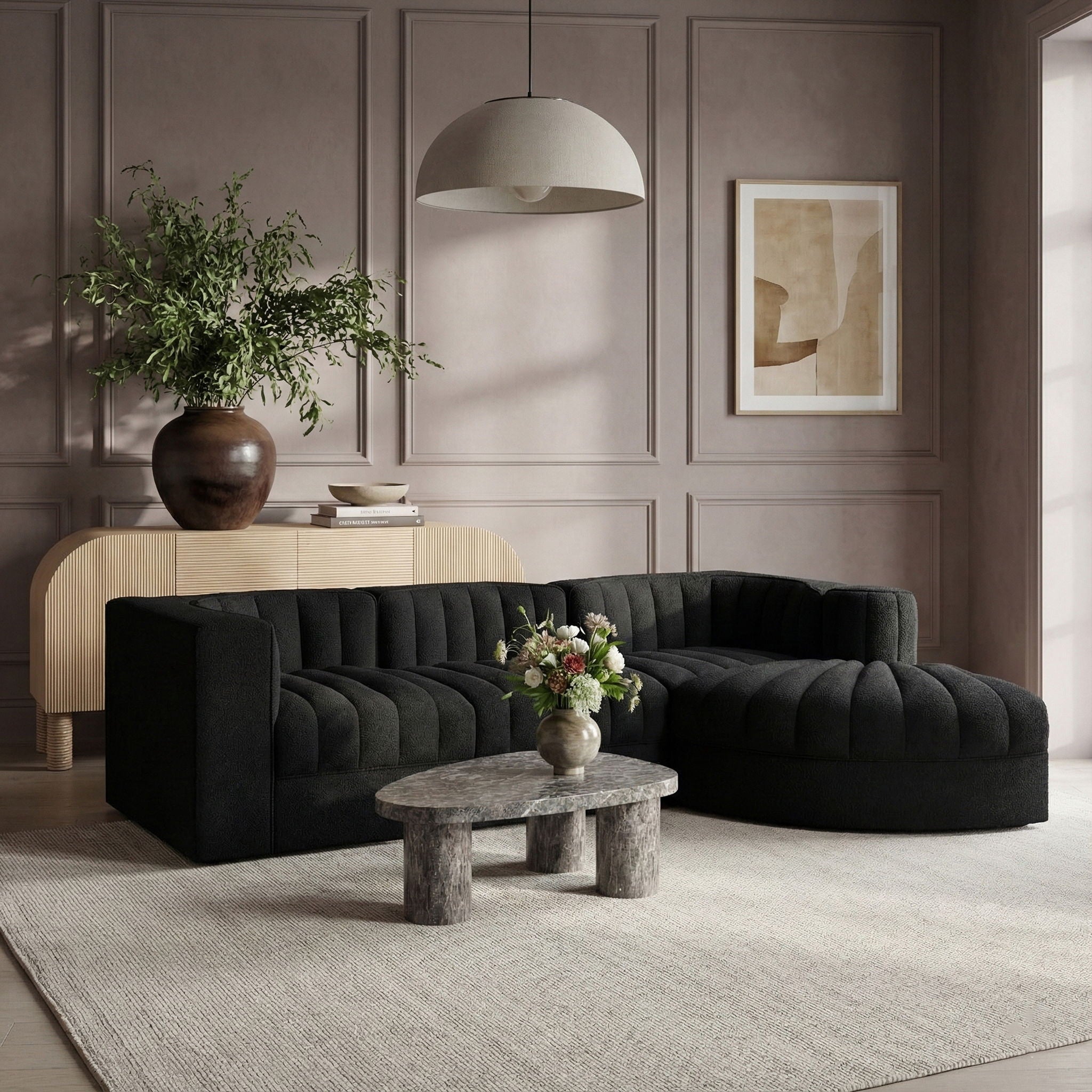 Rummi - Velvet Performance Fabric Upholstered 4 Piece Modular Sectional, With Reverse Corner Chair - Urban Living Furniture (Los Angeles, CA)