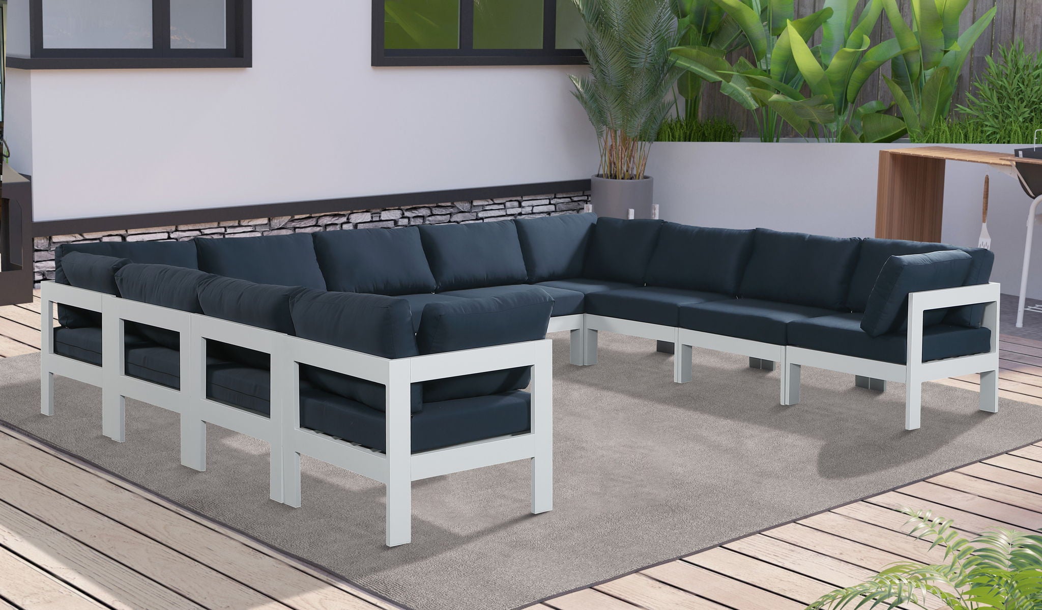 Nizuc - Outdoor Patio 11 Piece Modular Sectional With White Frame - Urban Living Furniture (Los Angeles, CA)