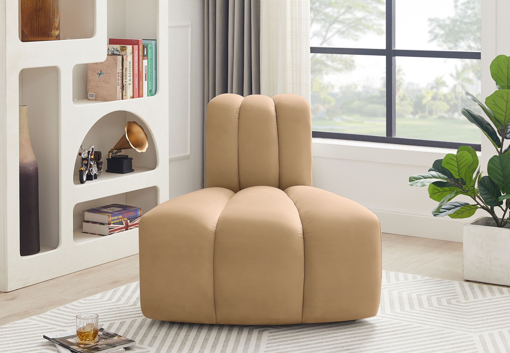 Arc - Velvet Reverse Corner Chair - Urban Living Furniture (Los Angeles, CA)