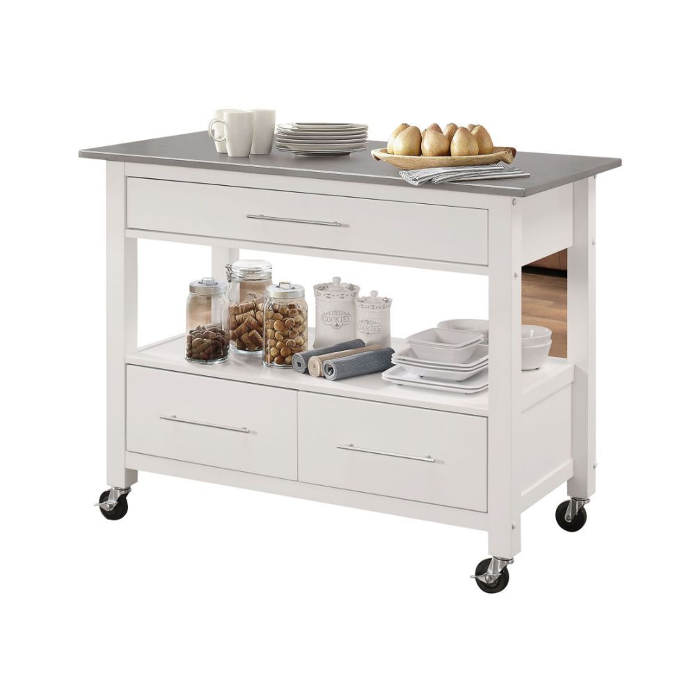 Ottawa - Kitchen Cart - Stainless Steel Top & White - Urban Living Furniture (Los Angeles, CA)